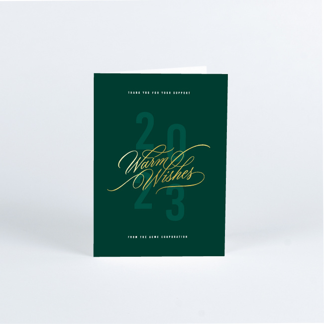 Foil Warm Wishes Business Holiday Cards - Green