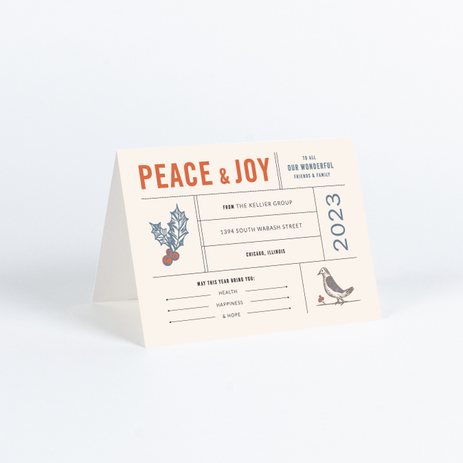 Holly, Peace & Joy Corporate Holiday Cards - Beige