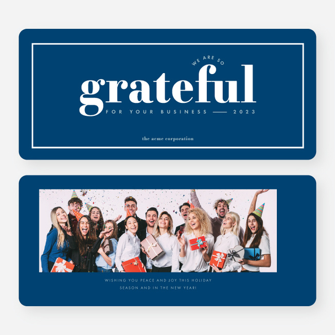 So Grateful Business Holiday Cards - Blue