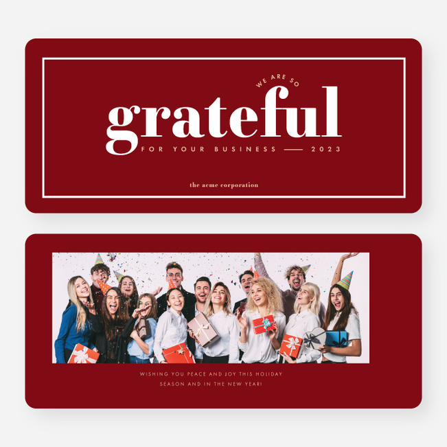So Grateful Business Holiday Cards - Red
