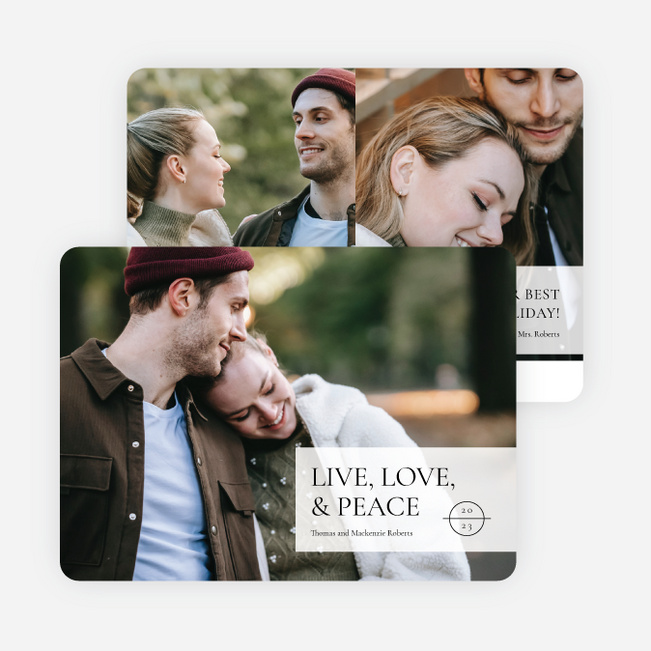 Live, Love, Peace Stamp Holiday Cards and Invitations - White