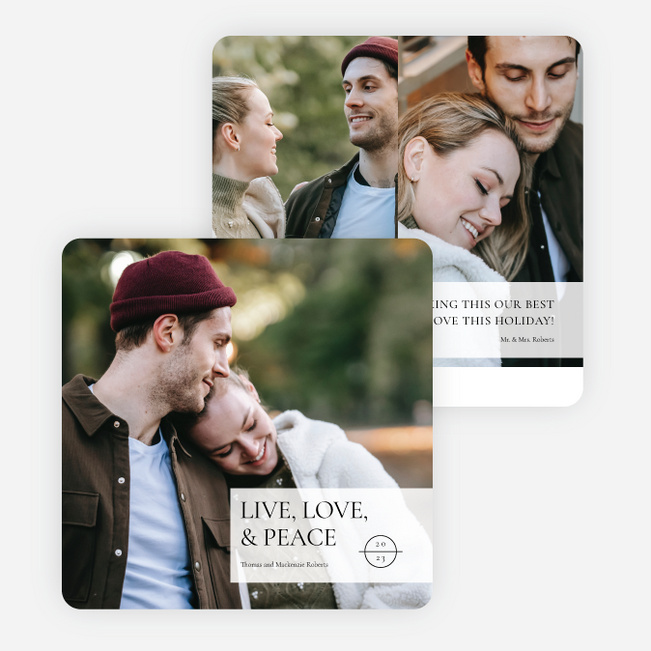 Live, Love, Peace Stamp Holiday Cards and Invitations - White