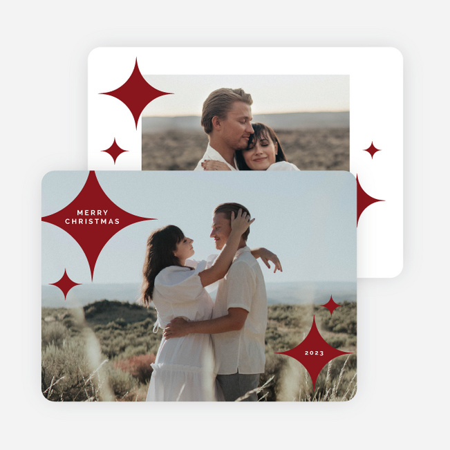 Sprinkling of Stars Personalized Christmas Cards - Red