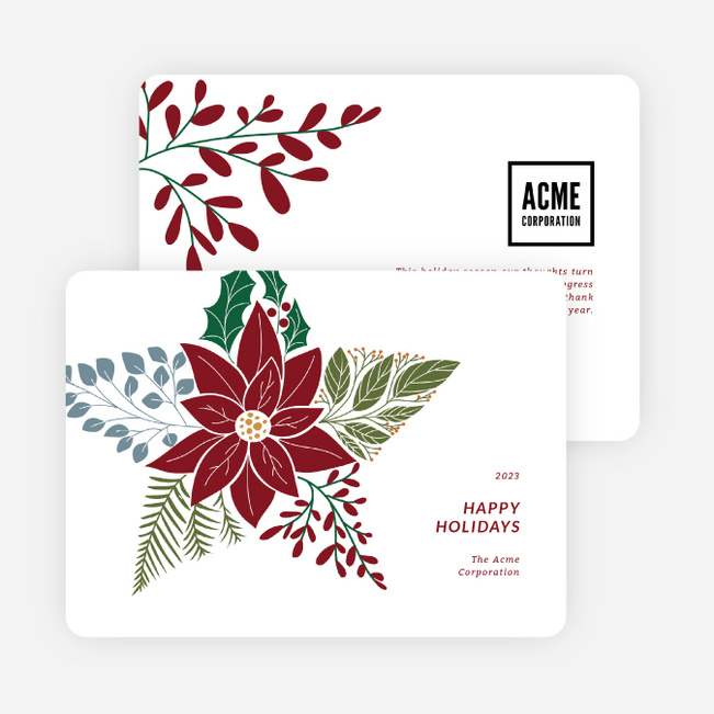 Floral Star Corporate Holiday Cards & Corporate Christmas Cards - White