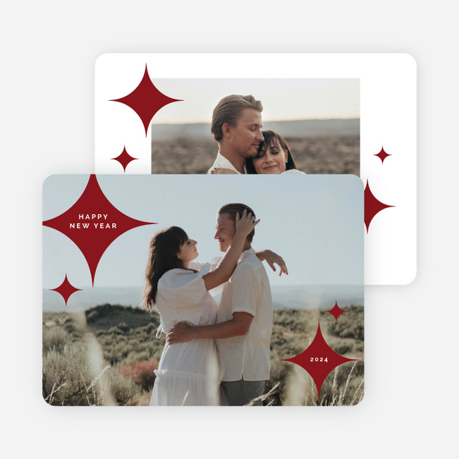 Sprinkling of Stars New Year Cards and Invitations - Red