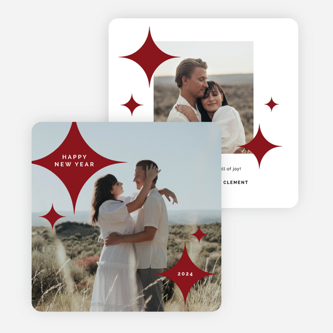 Sprinkling of Stars New Year Cards and Invitations - Red