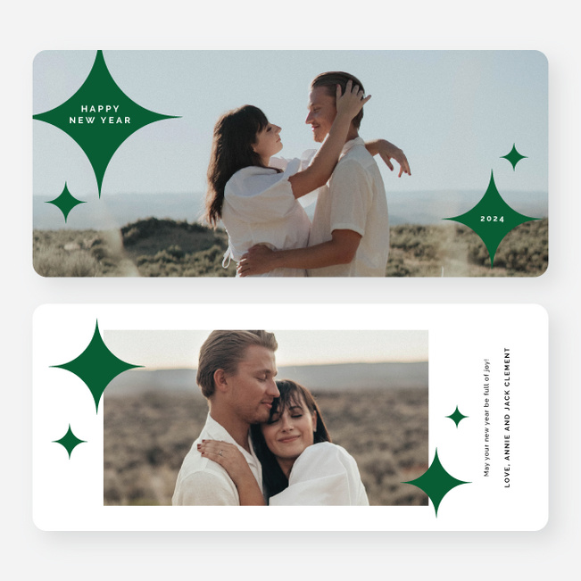 Sprinkling of Stars New Year Cards and Invitations - Green