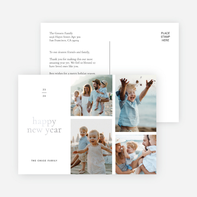 Foil Grid Greatness Christmas Cards - Gray