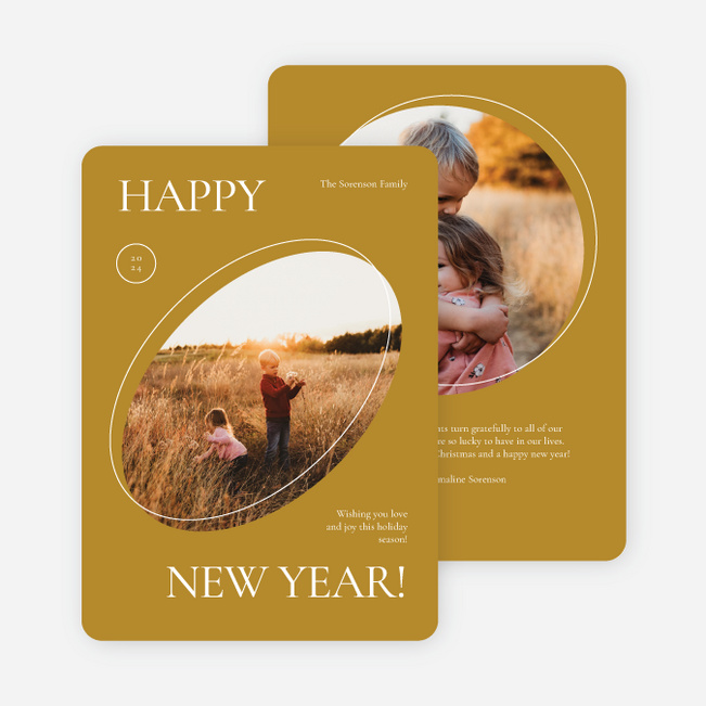 Offset Cutouts New Year Cards and Invitations - Yellow
