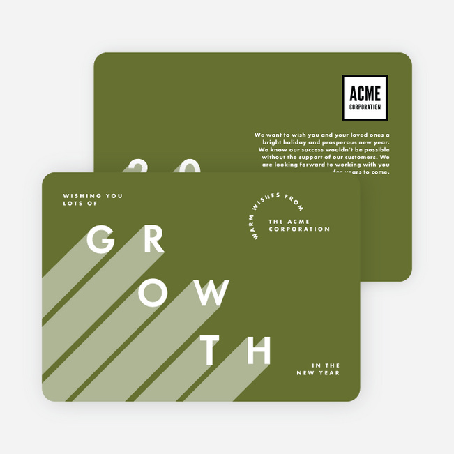Steps in Growth Corporate Holiday Cards & Corporate Christmas Cards - Green