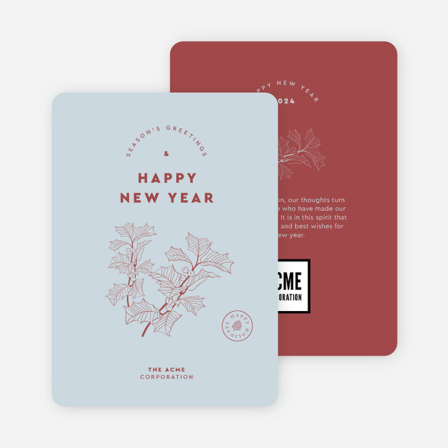 Holly Berry Wishes Corporate Holiday Cards & Corporate Christmas Cards - Red