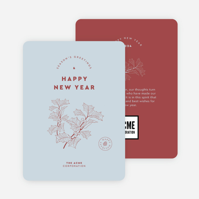 Holly Berry Wishes Corporate Holiday Cards & Corporate Christmas Cards - Red