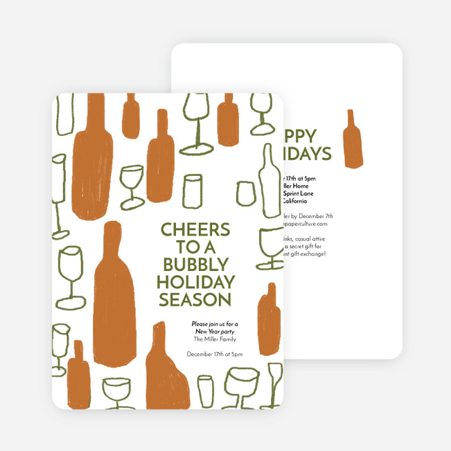 Pop, Sip, Celebrate! Holiday Cards and Invitations - Orange
