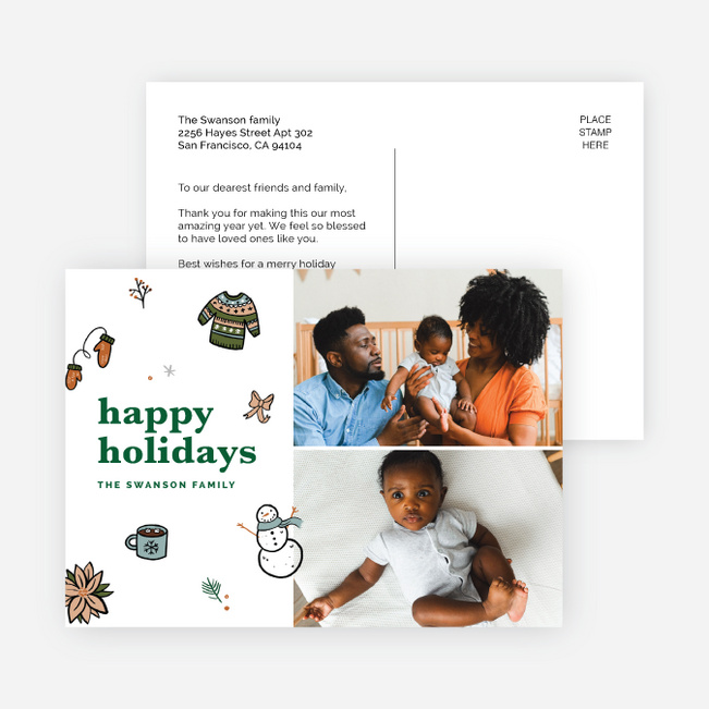 Season’s Doodles Holiday Cards and Invitations - Green