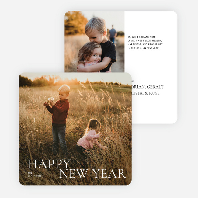 Fully Embraced New Year Cards and Invitations - White