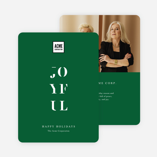 Modern & Joyful Business Holiday Cards & Business Christmas Cards - Green