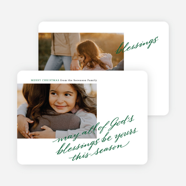 All of God’s Blessings Personalized Christmas Cards - Green