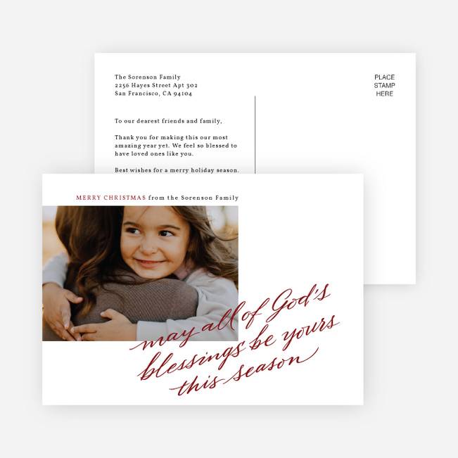 All of God’s Blessings Personalized Christmas Cards - Red