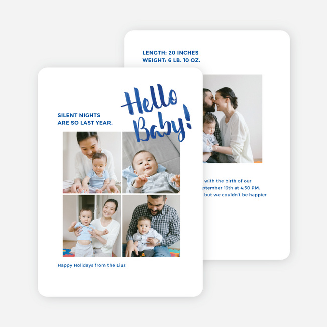 Baby’s Silent Nights Holiday Cards and Invitations - Blue