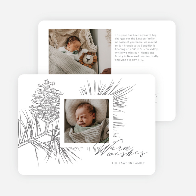 Evergreen Bliss Holiday Cards and Invitations - White