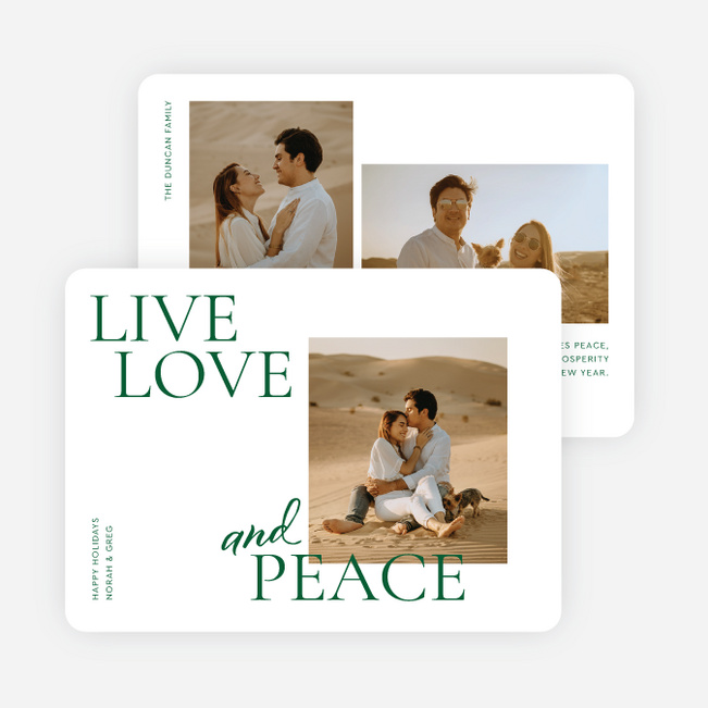 Peaceful Embrace Holiday Cards and Invitations - Green