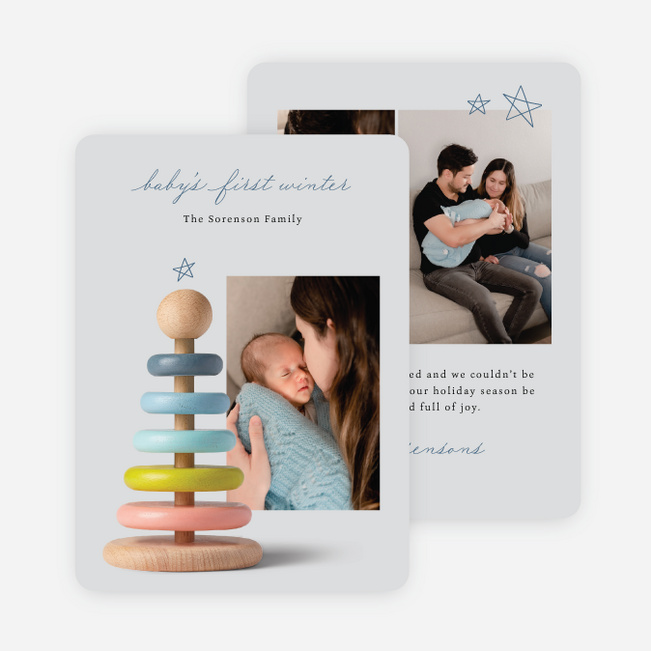 Stacking Joy Holiday Cards and Invitations - Blue