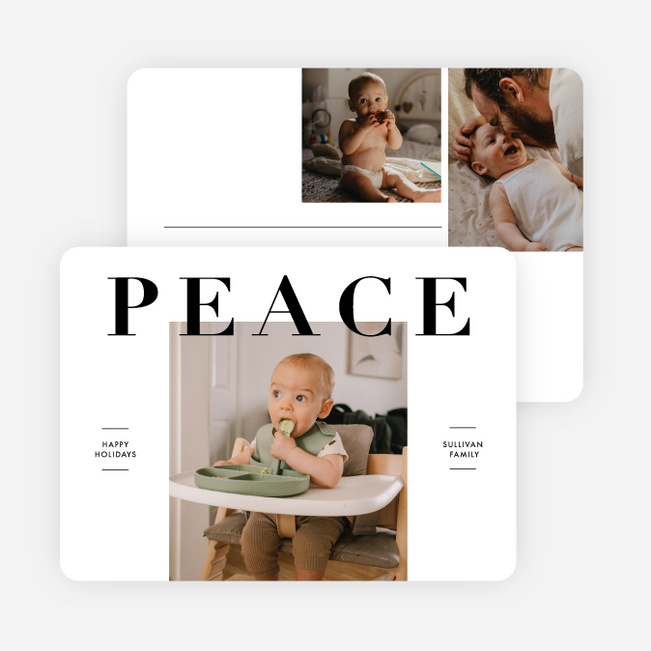 Boldly Peaceful Holiday Cards and Invitations - White