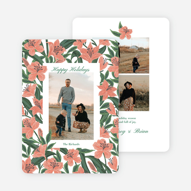 Winter Azaleas Holiday Cards and Invitations - Red