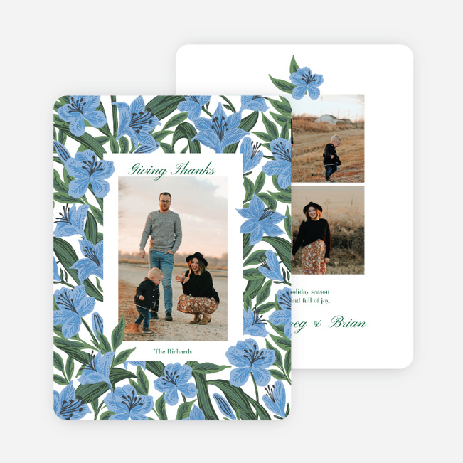 Winter Azaleas Thanksgiving Cards - Blue