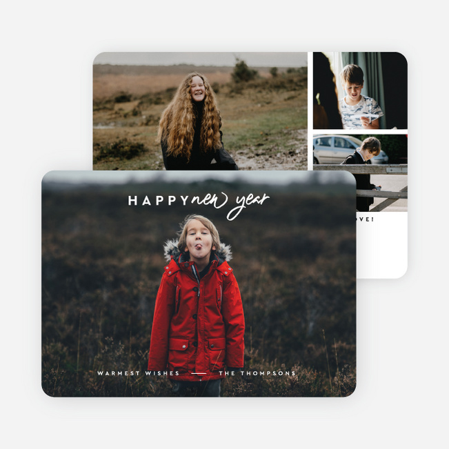 Gleaming Greetings New Year Cards and Invitations - White