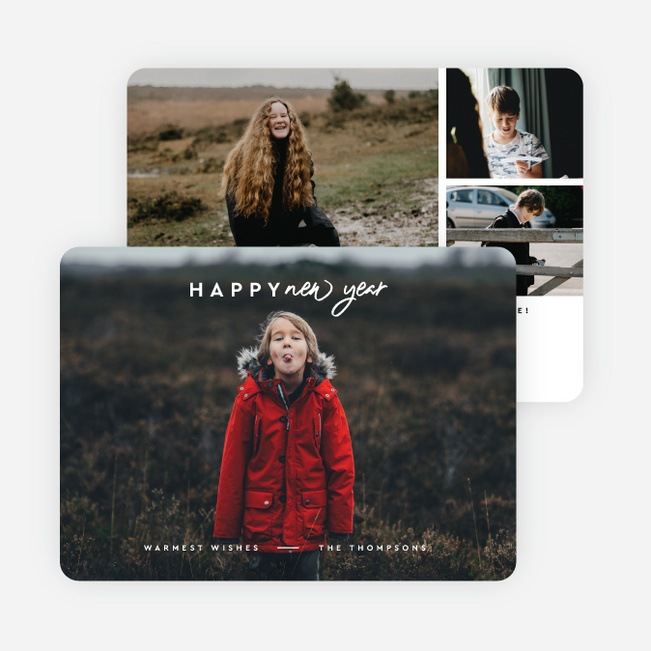 Gleaming Greetings New Year Cards and Invitations - White