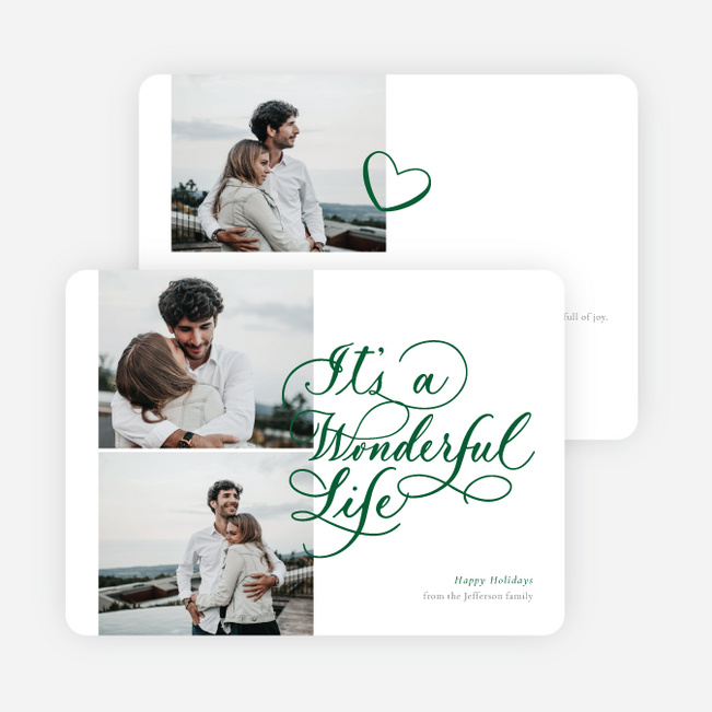 Wonderfully Scripted Life Holiday Cards and Invitations - Green