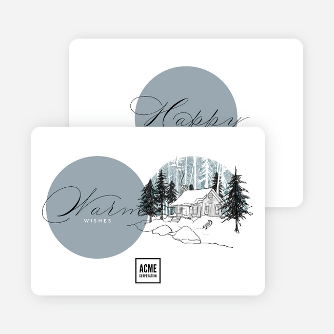 Warm Cabin Glow Business Holiday Cards & Business Christmas Cards - Gray