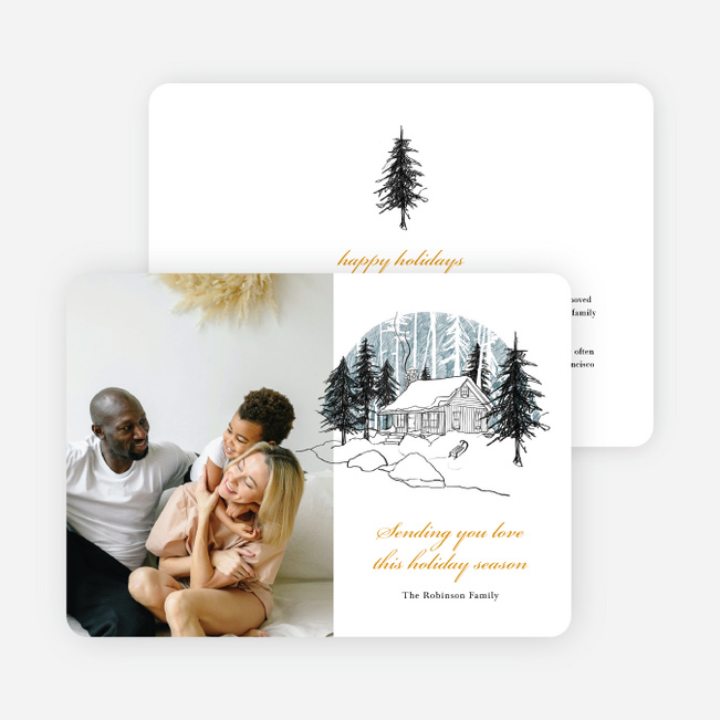 Cabin in the Forest Holiday Cards and Invitations - White