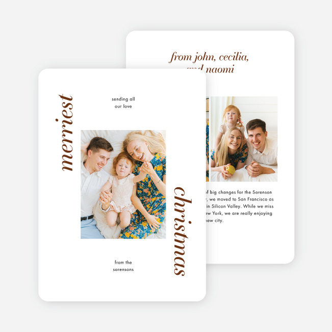 Classically Traditional Frame Personalized Christmas Cards - Brown