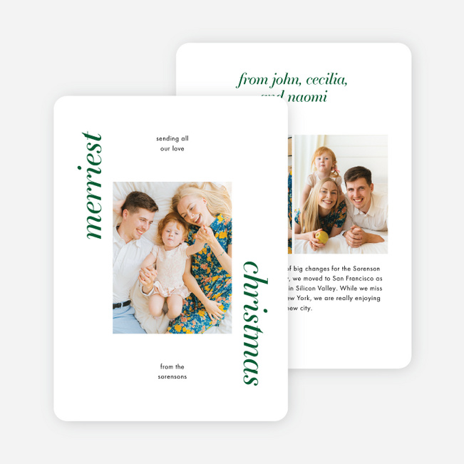 Classically Traditional Frame Personalized Christmas Cards - Green