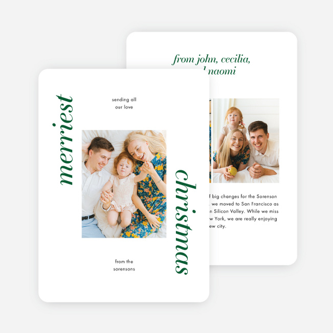 Classically Traditional Frame Personalized Christmas Cards - Green