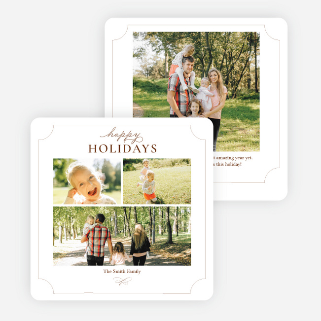 Festive Photo Collage Holiday Cards and Invitations - Brown
