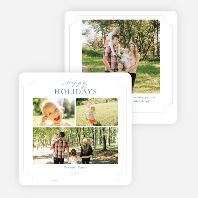 Festive Photo Collage Holiday Cards and Invitations - Gray