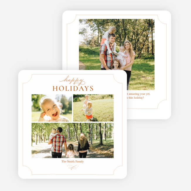 Festive Photo Collage Holiday Cards and Invitations - Orange