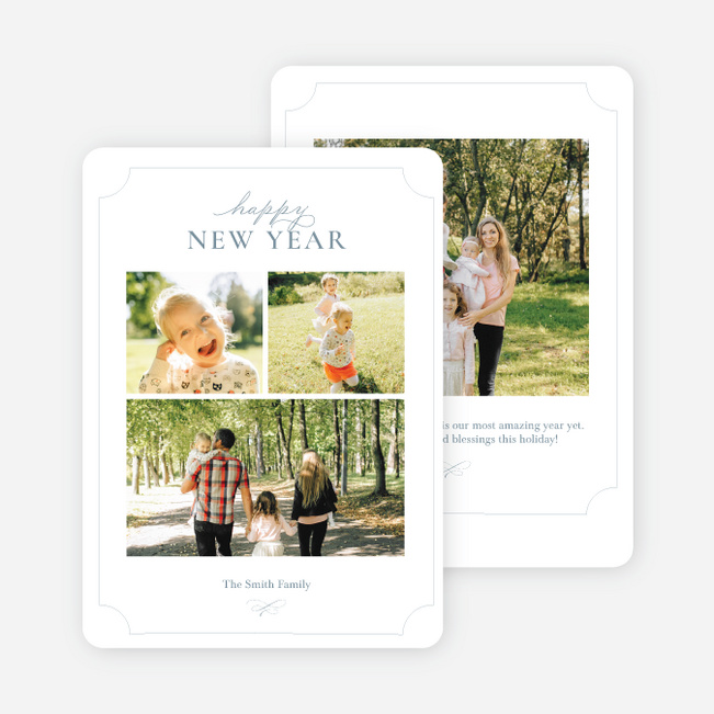 Festive Photo Collage New Year Cards and Invitations - Gray