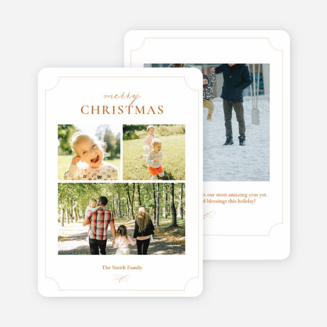 Festive Photo Collage Personalized Christmas Cards - Orange