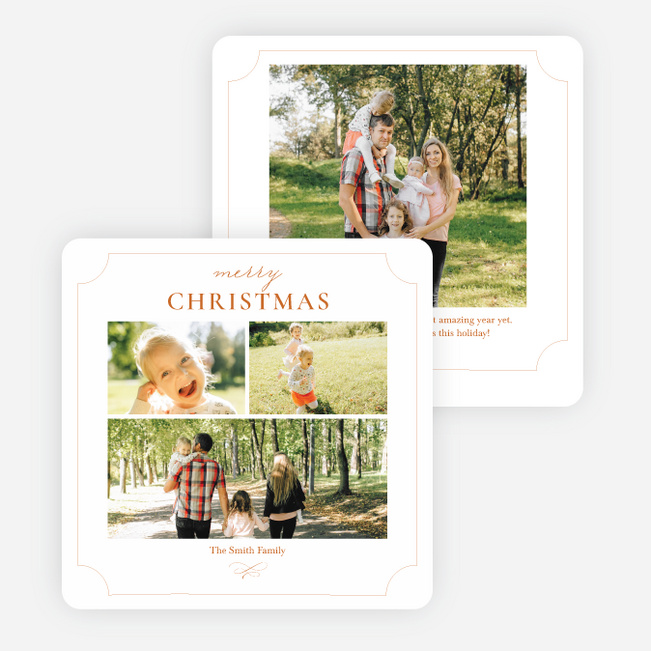 Festive Photo Collage Personalized Christmas Cards - Orange