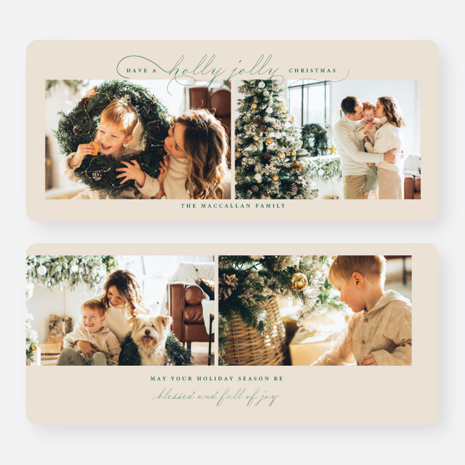 Holly Jolly Season Personalized Christmas Cards - Green