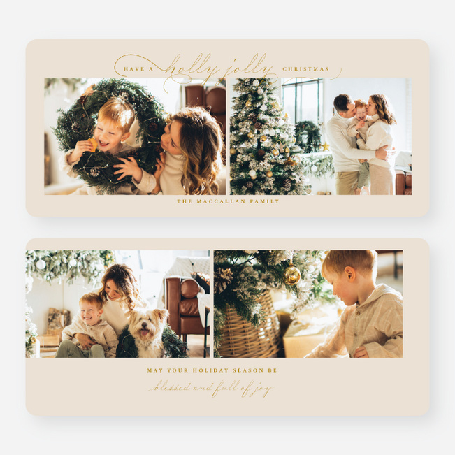 Holly Jolly Season Personalized Christmas Cards - Yellow