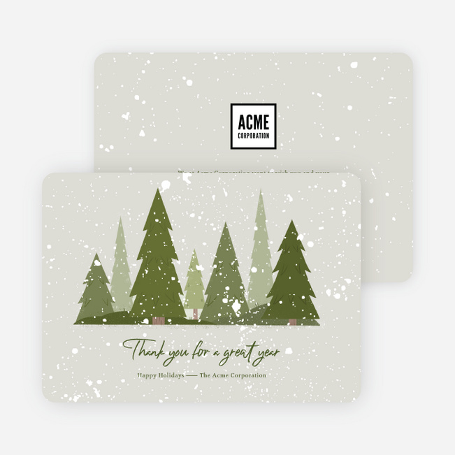 Snow Dusted Pines Business Holiday Cards & Business Christmas Cards - Green