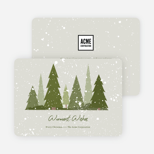 Snow Dusted Pines Business Holiday Cards & Business Christmas Cards - Green
