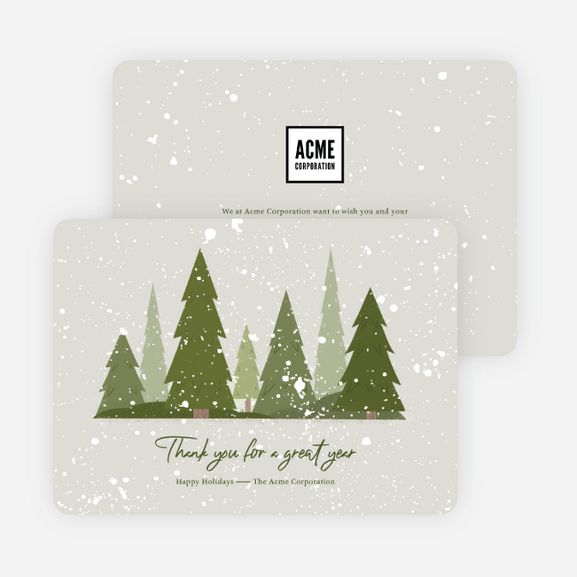 Snow Dusted Pines Business Holiday Cards & Business Christmas Cards - Green