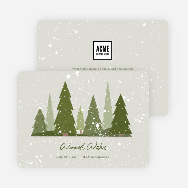 Snow Dusted Pines Business Holiday Cards & Business Christmas Cards - Green