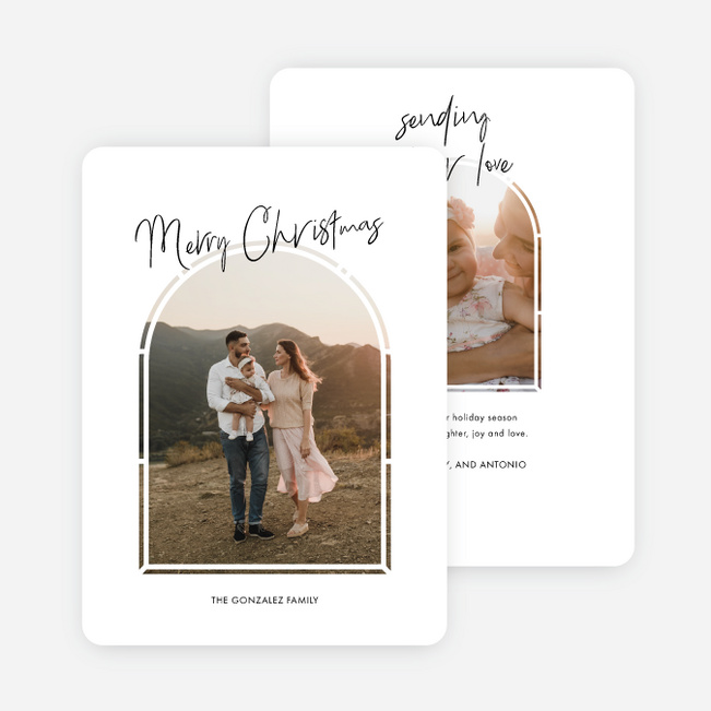 Wispy Notes of Love Personalized Christmas Cards - White